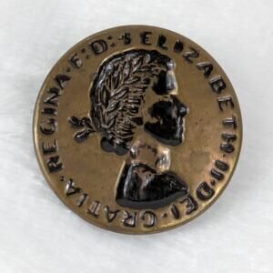 Queen Elizabeth II Brass Metal Button Young 28mm Intaglio Wax Seal Silhouette